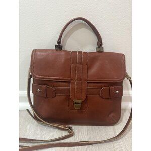 Kooba Satchel Crossbody Bag Womens Brown‎ Leather Top Handle Adjustable Strap